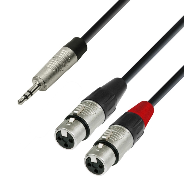 Mynd af Adam Hall mini-jack í 2 x XLR F - 3m